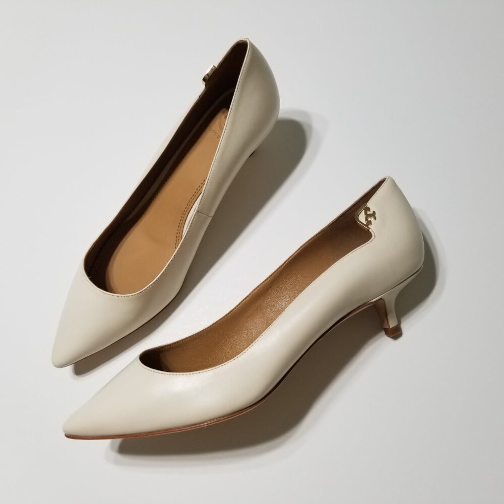 NIB Tory Burch Elizabeth Pump 40MM Leather Perfect Ivory Size 8.5 $278 - Picture 9 of 16